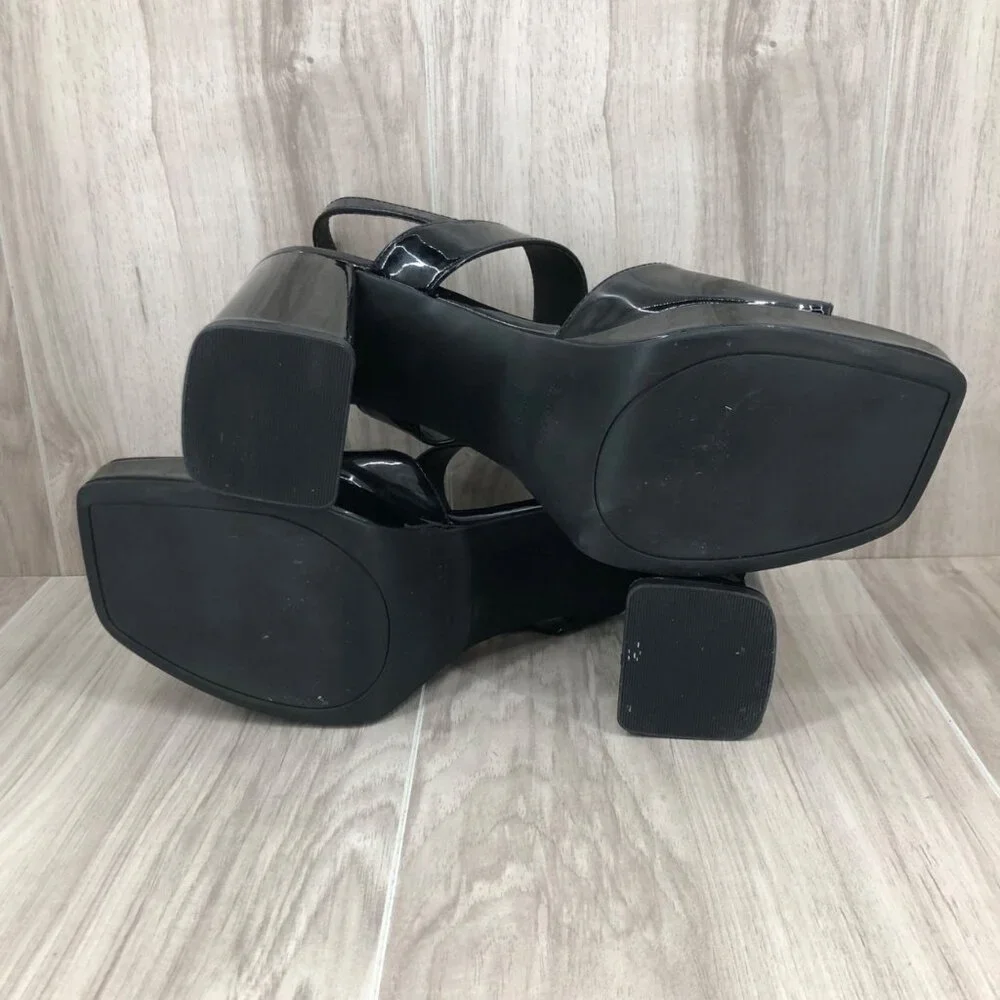 Marc Fisher Platform Sandals Womens 11M Graduate Black Buckle Strap Shoes